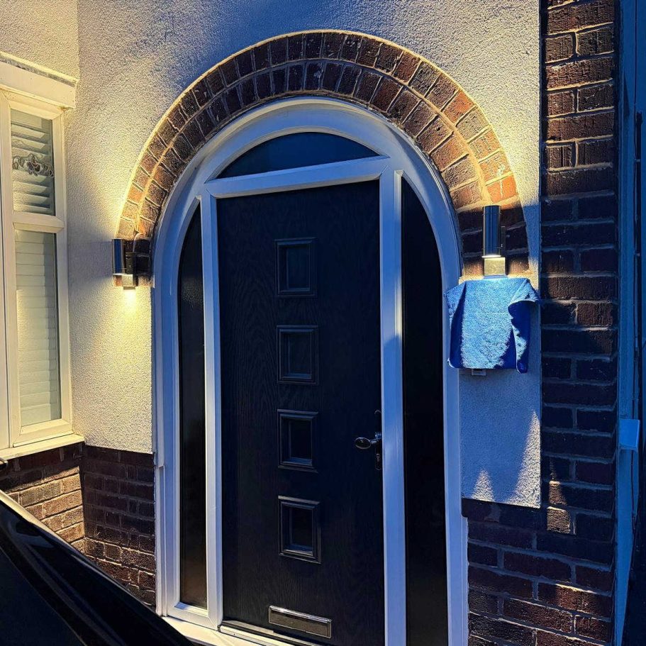 Replacement exterior door light installed in Hinckley by NAPIT registered electricians